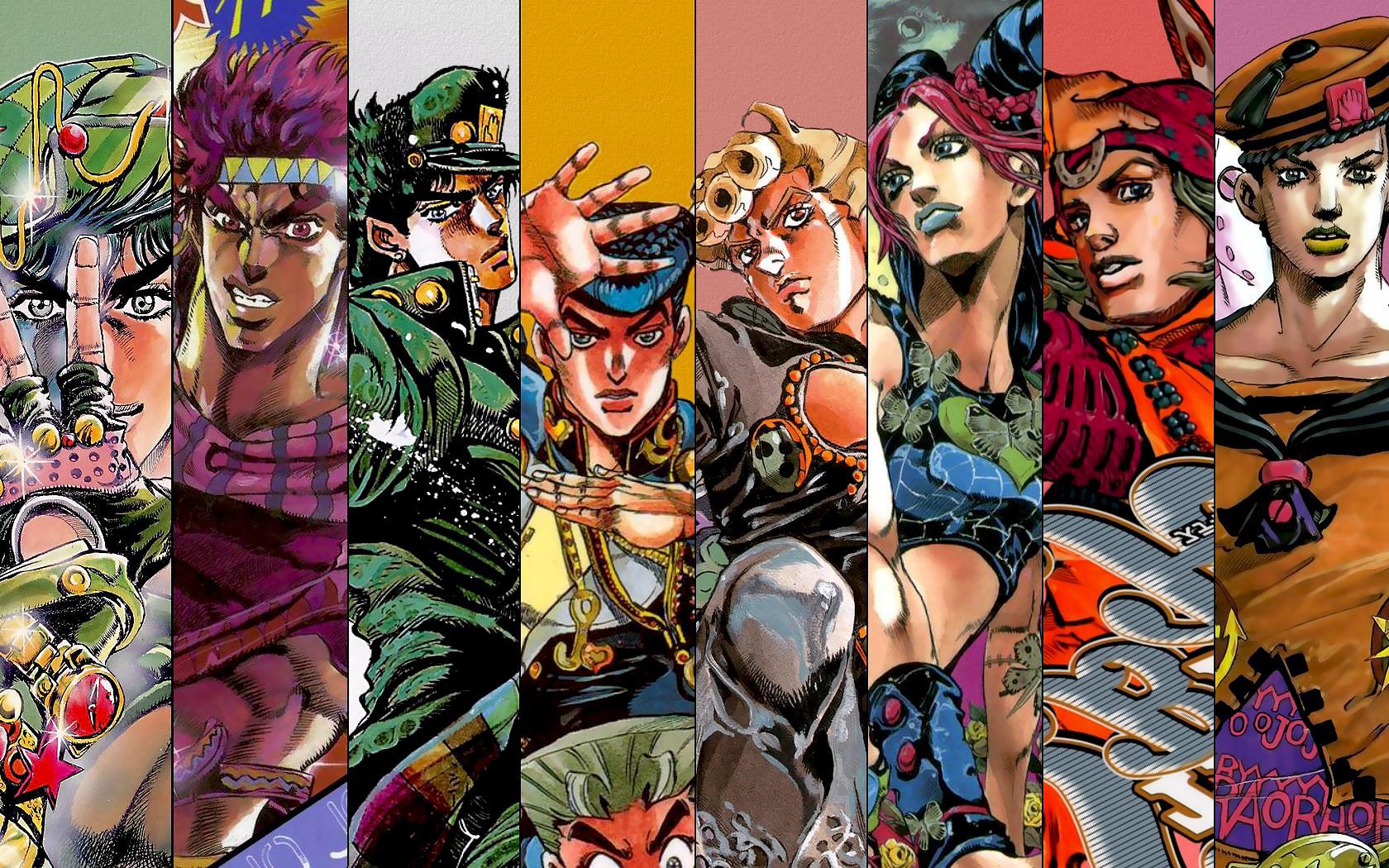 JoJo's from Parts 1 to 8.
