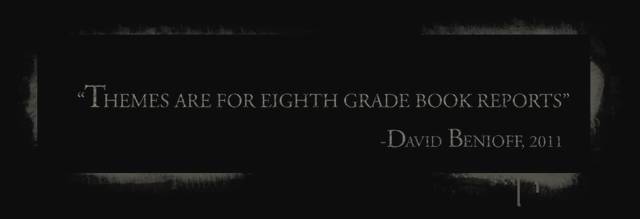 Themes are for 8th grade book reports. David Benioff