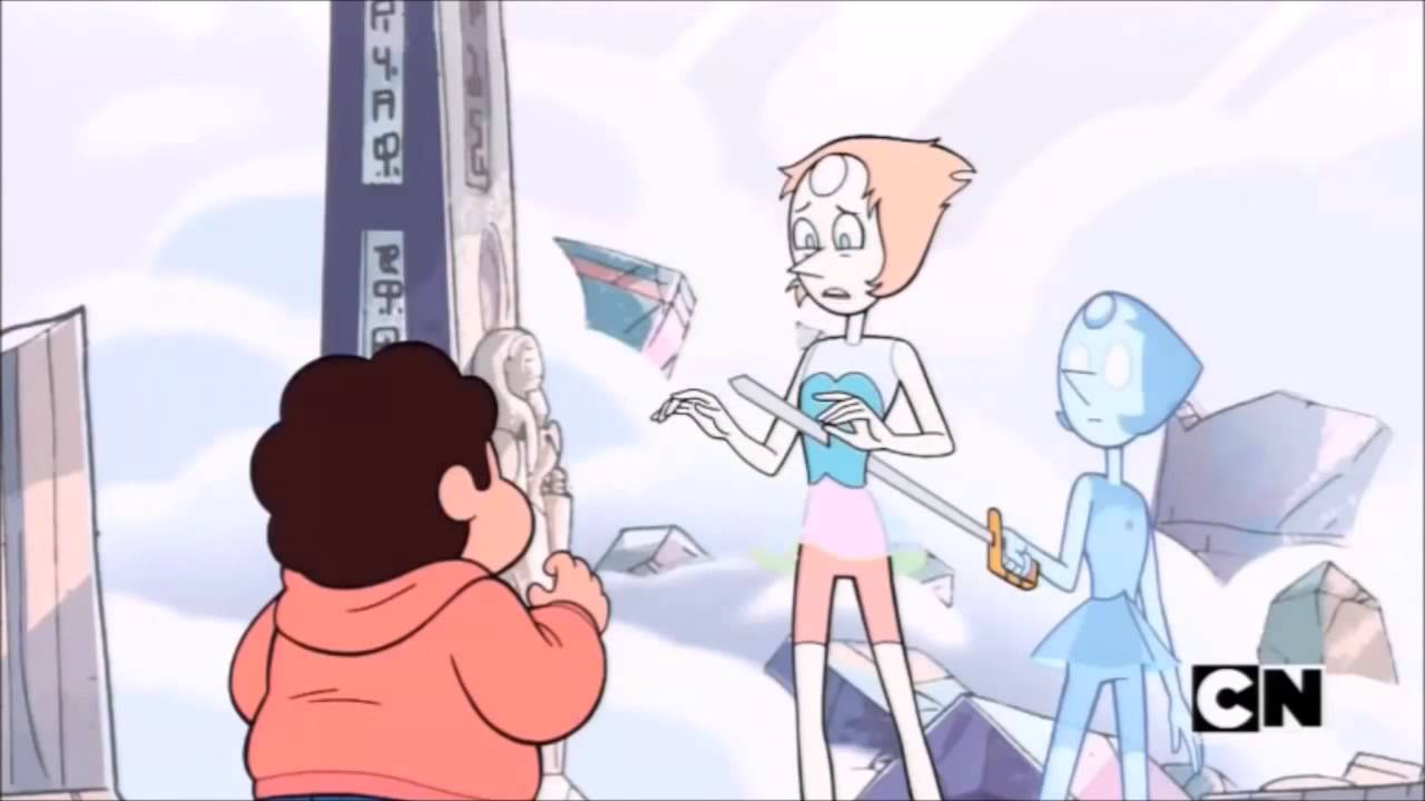 Pearl from Steven Universe getting stabbed with a sword.